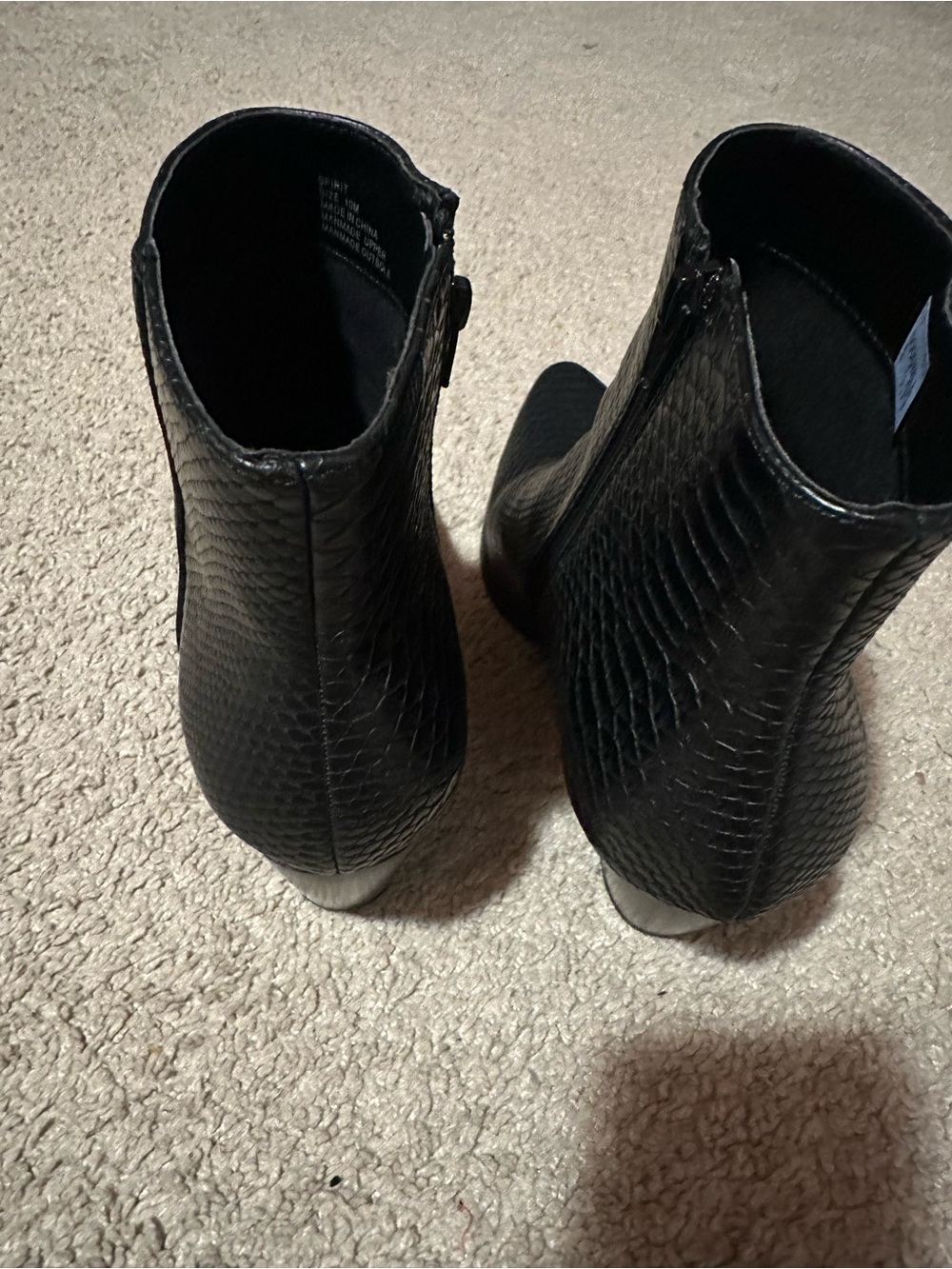 Lulus x Matisse Black Snake Embossed Pointed Toe Ankle Boots, Size 10 - Picture 5 of 10